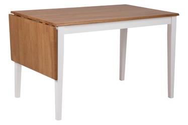 Обеденный стол c удлинением Actona Brisbane Rectangular, белый/дубовый, 1200 - 1600 мм x 750 мм x 740 мм