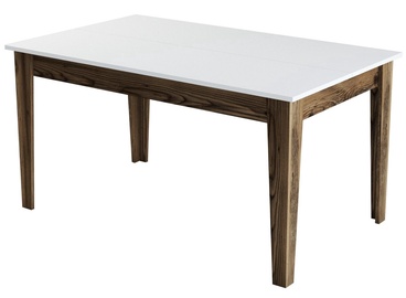 Обеденный стол Kalune Design Milan 514, белый/ореховый/темно коричневый, 88 см x 145 см x 75 см