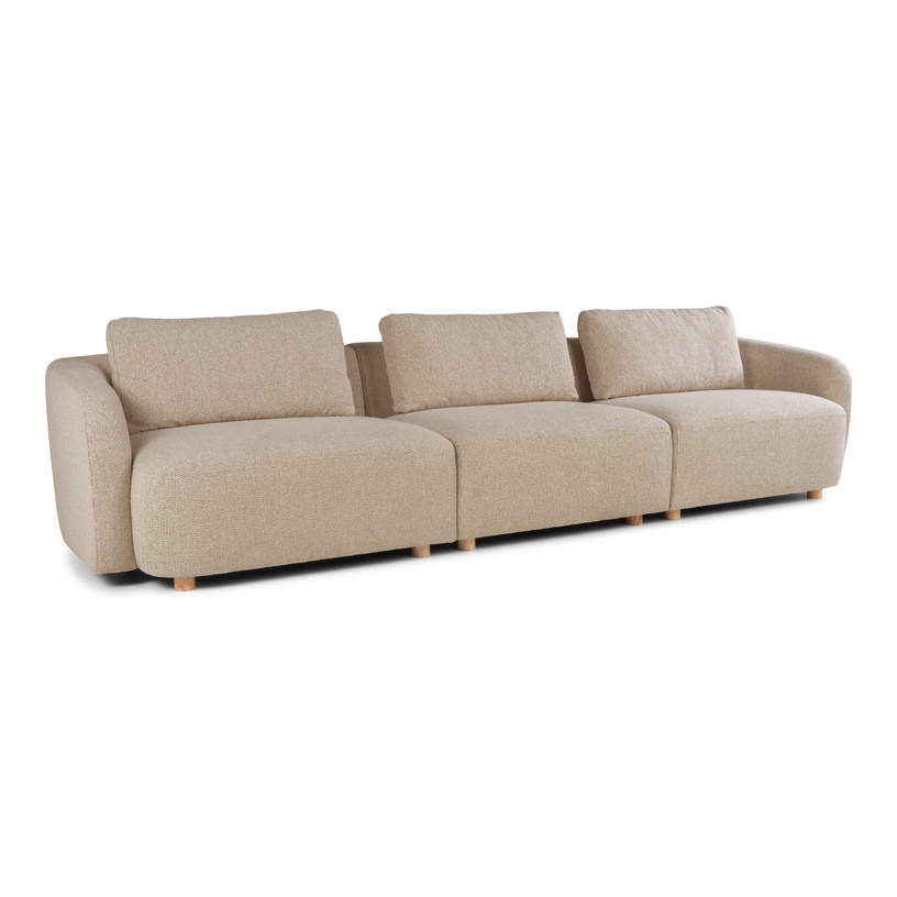 Diivan Domoletti Tiva three-seater, kreemjasvalge/pruunikashall, 310 x 90 cm x 70 cm