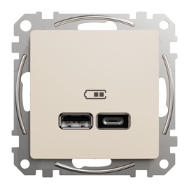 USB lādētājs Schneider Sedna Design, bēša