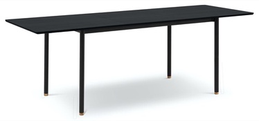 Pusdienu galds izvelkams Micadoni Home Kavir, melna, 160 - 220 cm x 90 cm x 74 cm