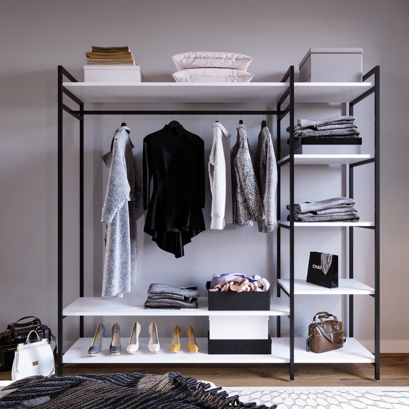 Riidekapp Kalune Design Trend L615, valge/must, 40 cm x 180 cm x 180 cm