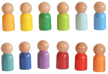 Attīstošās rotaļlietas Wood&Joy Waldorf Rainbow Peg Doll 109TRS1121, 6 cm, daudzkrāsaina