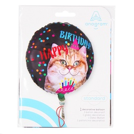 Balons Anagram Happy Birthday Cat, melna/daudzkrāsains