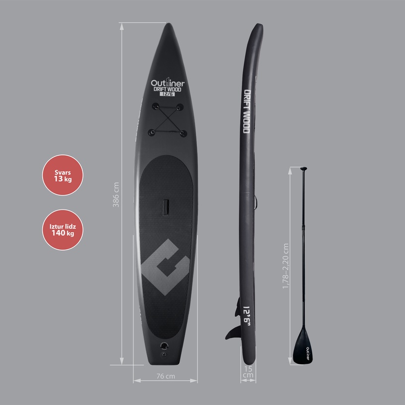 SUP dēlis Outliner Driftwood Racer, 386 cm