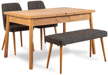 Ēdamistabas komplekts Kalune Design Santiago 1053 - 3 A, priedes/antracīts