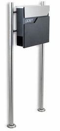 Postkast Bituxx B2M3106, hõbe/must, 160 mm x 500 mm x 1200 mm