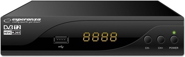 Digitaalne vastuvõtja Esperanza DVB-T H.265/HEVC, 19.1 cm x 5.1 cm x 16 cm, must