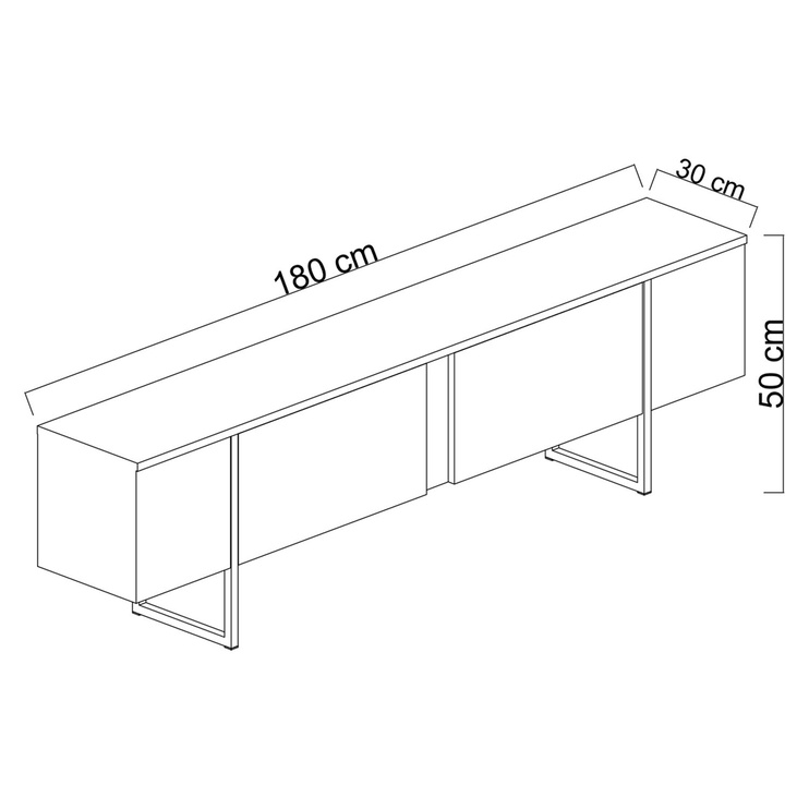TV-laud Kalune Design Luxe, valge/must, 30 cm x 180 cm x 50 cm