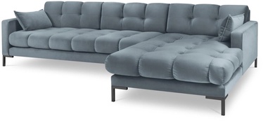 Stūra dīvāns Micadoni Home Mamaia Velvet, gaiši zila, labais, 293 x 185 cm x 75 cm