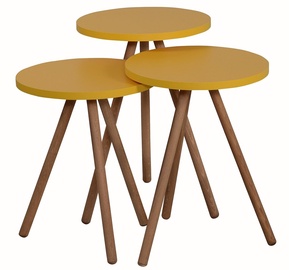 Набор журнальных столиков Kalune Design Bahar1Ys, желтый, 340 мм x 340 мм x 410 - 490 мм