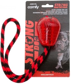 Rotaļlieta sunim Comfy Strong Strawberry with Rope, melna/sarkana