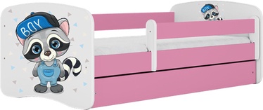 Детская кровать одноместная Kocot Kids Babydreams Raccoon, белый/розовый, 164 x 90 см, c ящиком для постельного белья