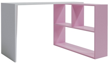 Rašomasis stalas su lentyna Kalune Design Calisma Masasi Cankot Kose L158, baltas/rožinis