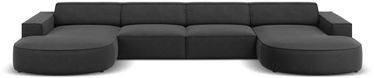 Dīvāns Micadoni Home Jodie Velvet Rounded Panoramic 6 Seats, pelēka, 364 x 166 cm x 70 cm
