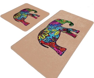 Vannasistabas paklājiņu komplekts Foutastic Olifant 359CHL4528, bēša/daudzkrāsains, 100 cm x 60 cm