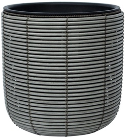 Цветочный горшок Home4you Wicker 38084, пластик/металл, Ø 35 см, серый