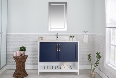 Комплект мебели для ванной Kalune Design Yampa 42, белый/темно-синий, 54 см x 105 см x 86 см