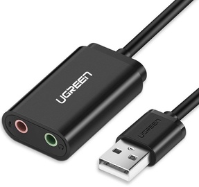 Adapteris Ugreen 30724 USB 2.0, 3.5 mm, 0.15 m, juoda