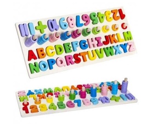 Обучающая игрушка Puzzle Wooden Alphabet & Numbers, 8 см, многоцветный