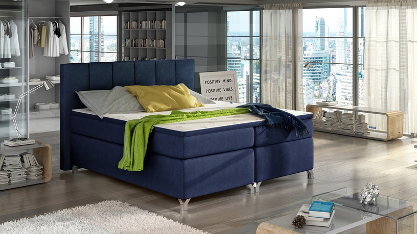 Кровать полтора места Basilio Ontario 81, 140 x 200 cm, темно-синий, с матрасом