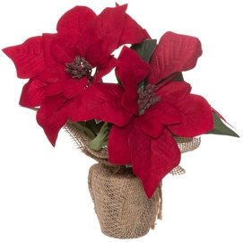 Mākslīgais augs podiņā, poinsettia Winteria, sarkana, 23 cm