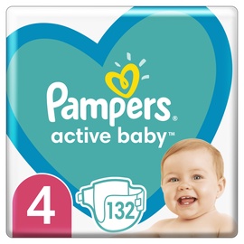 Подгузники Pampers Active Baby, 4 размер, 9 - 14 кг, 132 шт.