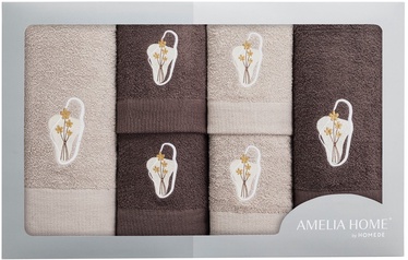 Полотенце для ванной AmeliaHome Calmo 62418, коричневый/бежевый, 70 см x 140 см, 6 шт.