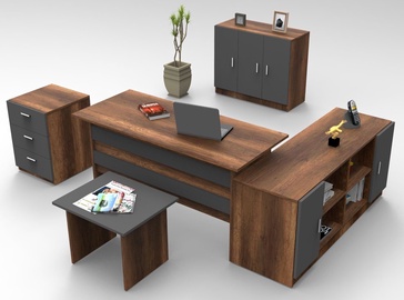 Комплект мебели Kalune Design VO16 BA, коричневый/антрацитовый, 89.1 x 38.1 x 73.8 см