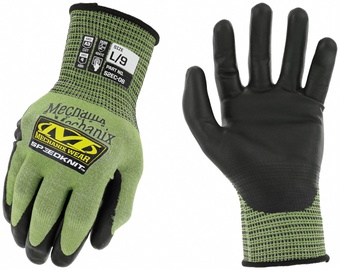 Darba cimdi gumijots Mechanix Wear Speedknit S2EC06 S2EC-06-008, pieaugušajiem, poliuretāns, melna/zaļa, M