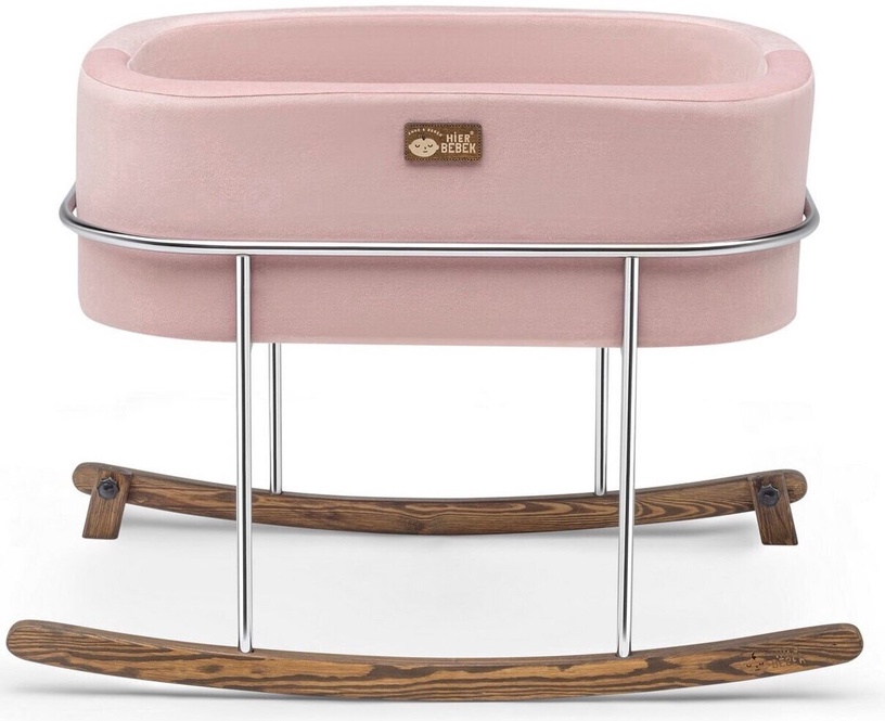 Люлька для младенцев Kalune Design Hier Cradle, розовый/хромовый/дерево, 90 x 58 см