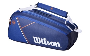 Sporta soma Wilson Roland Garros Super Tour 9 Pack, zila/balta, 330 mm x 735 mm x 330 mm