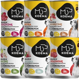 Mitrā barība (konservi) suņiem Koema Mix Of Flavors, jēra gaļa/liellopa gaļa/truša gaļa/tītara gaļa/pīles gaļa, 0.8 kg, 6 gab.