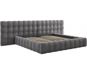 Кровать двухместная Micadoni Home Mamaia Velvet Double Headboard, 200 x 200 cm, темно-серый, с решеткой