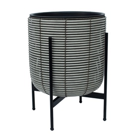 Puķu pods Home4you Wicker 38102, plastmasa/metāls, Ø 38 cm, pelēka