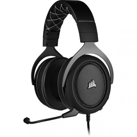 Uzliekamās vadu austiņas īpaši datorspēlēm/ar galvas stīpu Corsair HS60 PRO, melna