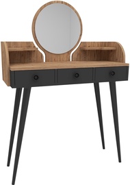Столик-косметичка Kalune Design Elegans 550ARN2747, сосновый/антрацитовый, 93.6 см x 37 см x 133.6 см, с зеркалом