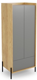 Skapis Halmar Mobius 2D, pelēka/ozola, 78 cm x 60 cm x 179 cm