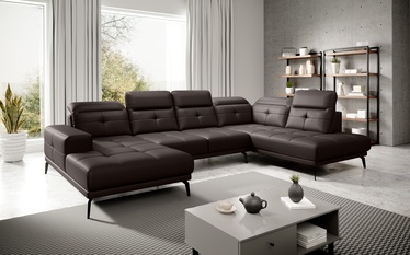 Stūra dīvāns Bretan Softis 66, tumši brūna, labais, 205 x 350 cm x 107 cm