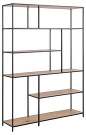 Pastatoma lentyna Seaford Bookcase, juoda/ąžuolo, 135 cm x 35 cm x 185 cm