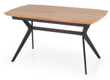 Pusdienu galds izvelkams Gustavo, melna/ozola, 140 - 180 cm x 80 cm x 76 cm