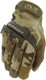 Darba cimdi pirkstaiņi Mechanix Wear M-Pact Multicam MPT-78-008, tekstilmateriāls/ādas imitācija/neilons, brūna/zaļa, S, 2 gab.