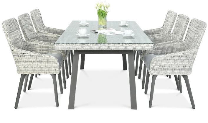 Välimööbli komplekt Milano, valge/hall, 6 istekohta