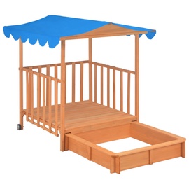 Smilšu kaste VLX Playhouse With Sandbox 91795, 130 x 130 cm, ar vāku, zila/brūna