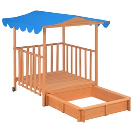 Liivakast VLX Playhouse With Sandbox 91795, 130 x 130 cm, kaanega, sinine/pruun