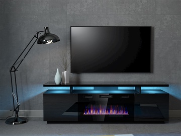 TV staliukas Cama Meble Eva, juodas, 180 cm x 40 cm x 52 cm