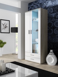 Vitriinkapp Cama Meble Soho S6 2D2S SOHOWITS6 DS/BI, valge/tamm, 80 cm x 41 cm x 192 cm