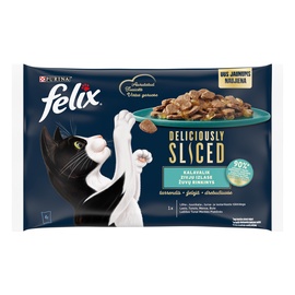 Šlapias kačių maistas Felix Purina, lašiša/tunas/menkė, 0.08 kg, 4 vnt.