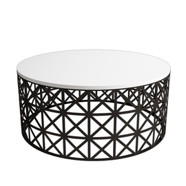 Kafijas galdiņš Kalune Design Selin Metal Ferforje, balta/melna, 900 mm x 900 mm x 380 mm