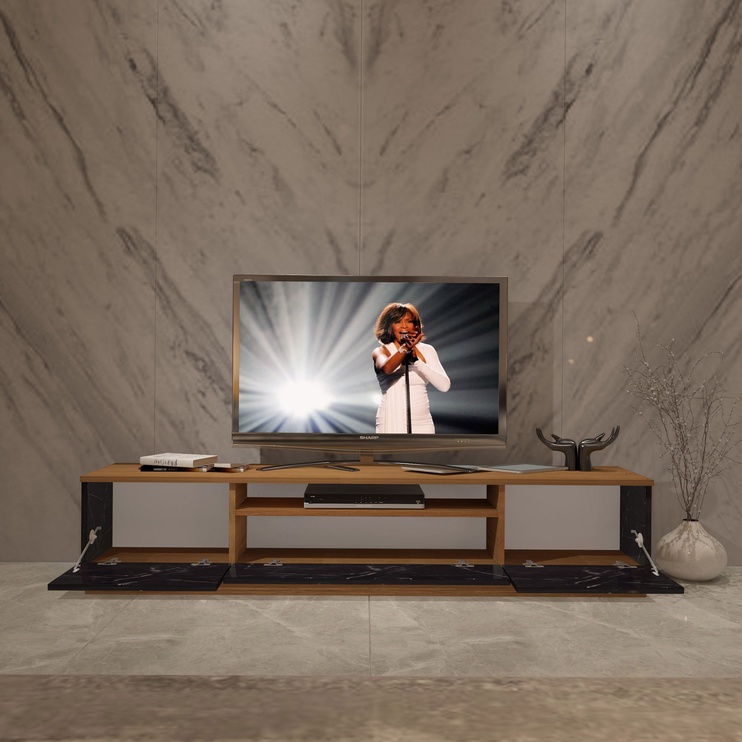 TV-laud Kalune Design Freestyle 180-CR, must/pähklipuu, 40 cm x 180 cm x 46 cm